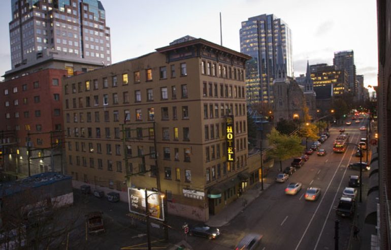 ***FREELANCE PHOTO - POSTMEDIA NETWORK USE ONLY*** VANCOUVER, B.C .: NOVEMBER 14, 2012 -- Hotel Marble Arch is pictured downtown Vancouver, British Columbia on November 14, 2012. (BEN NELMS for National Post) - Story for Brian Hutchinson -